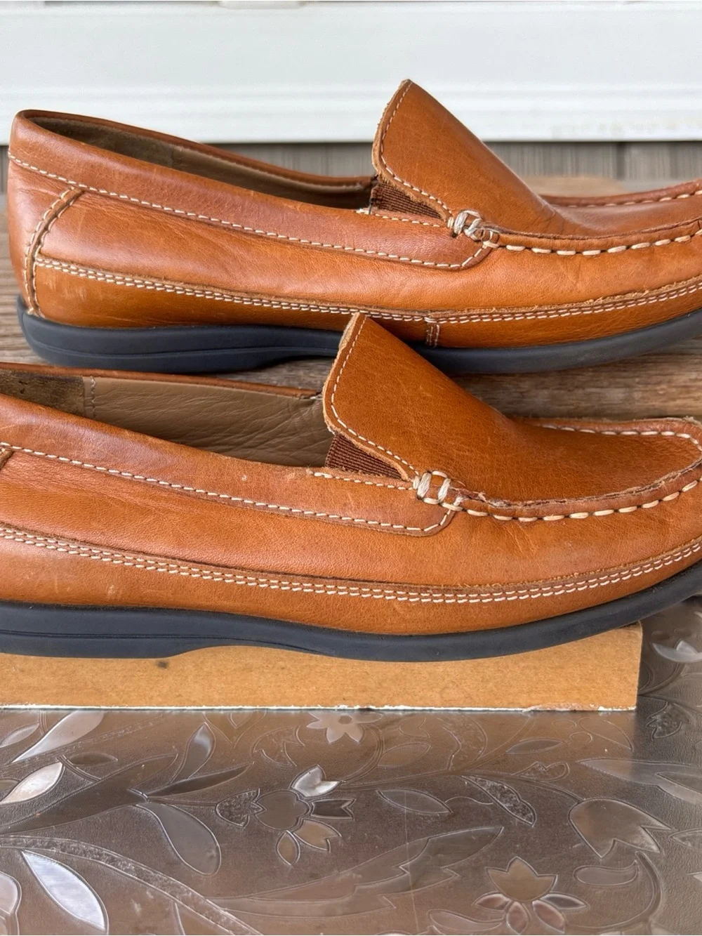Johnston & Murphy Tan Leather Slip-On Loafers for Kids 2